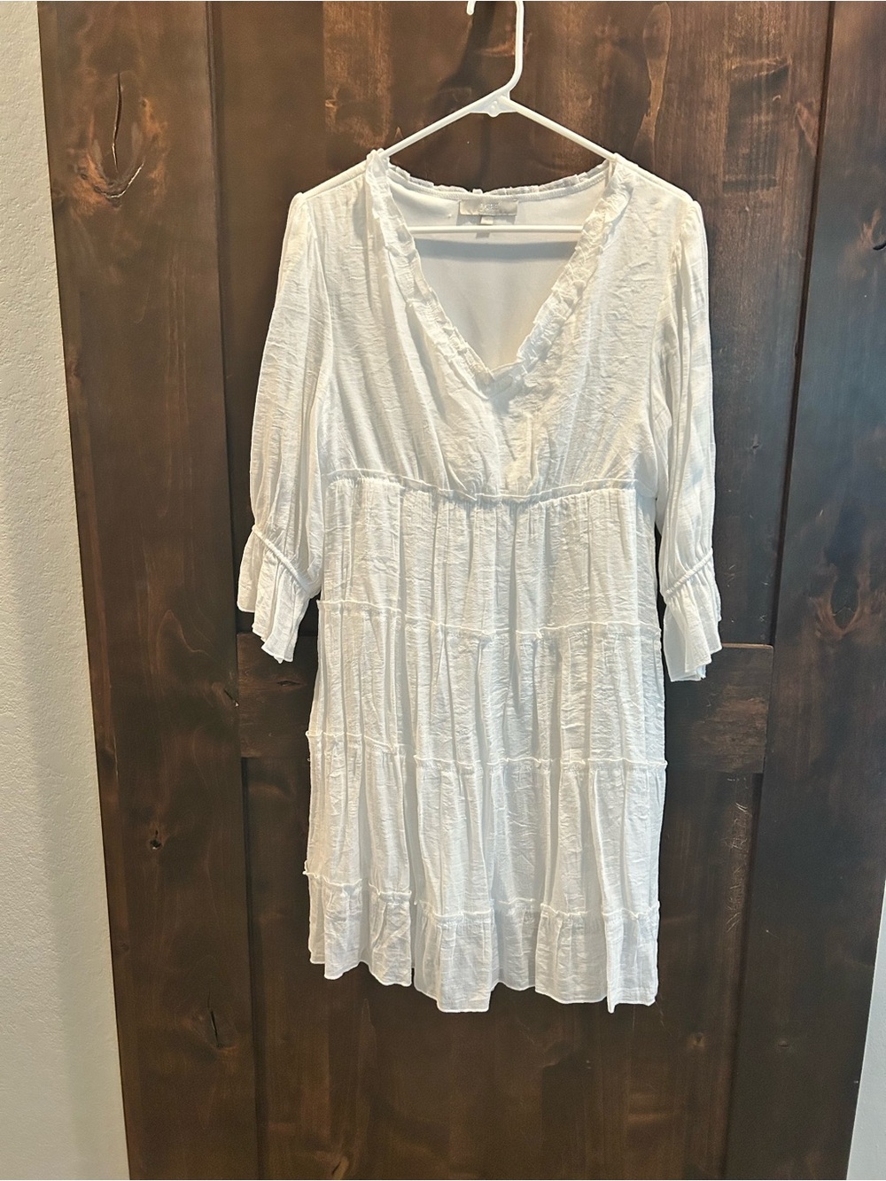 J. Gee White V-Neck Tiered Mini Dress